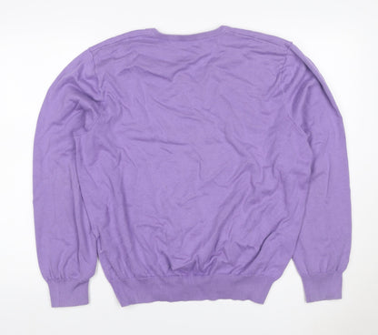 Polo Golf Ralph Lauren Men Purple XL V-Neck Cotton Cashmere Jumper