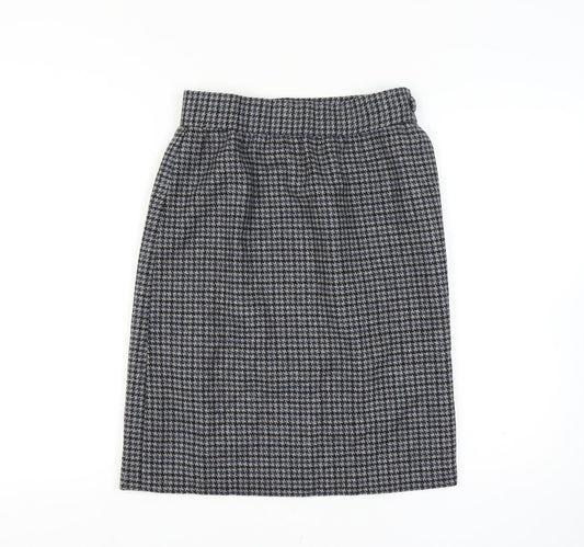 Women’s Wool Grey Black Houndstooth Check 28 Waist High Rise Pencil Skirt Knee Length