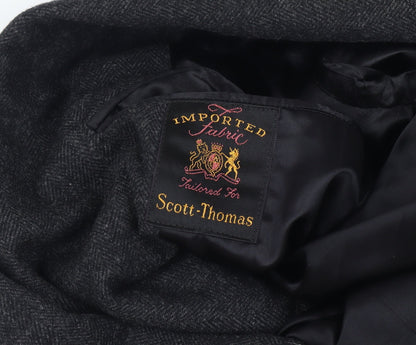Imported Tailor Scott Thomas Men’s 42 Chest Grey Long Herringbone Overcoat