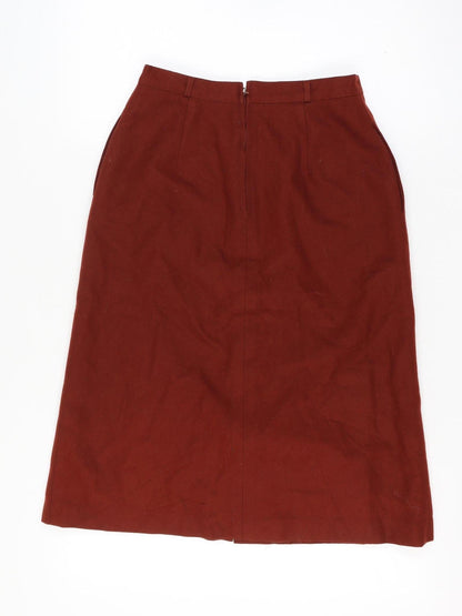 Pan-Hel Women’s Red Wool Midi Pencil Skirt 28 Waist Vintage