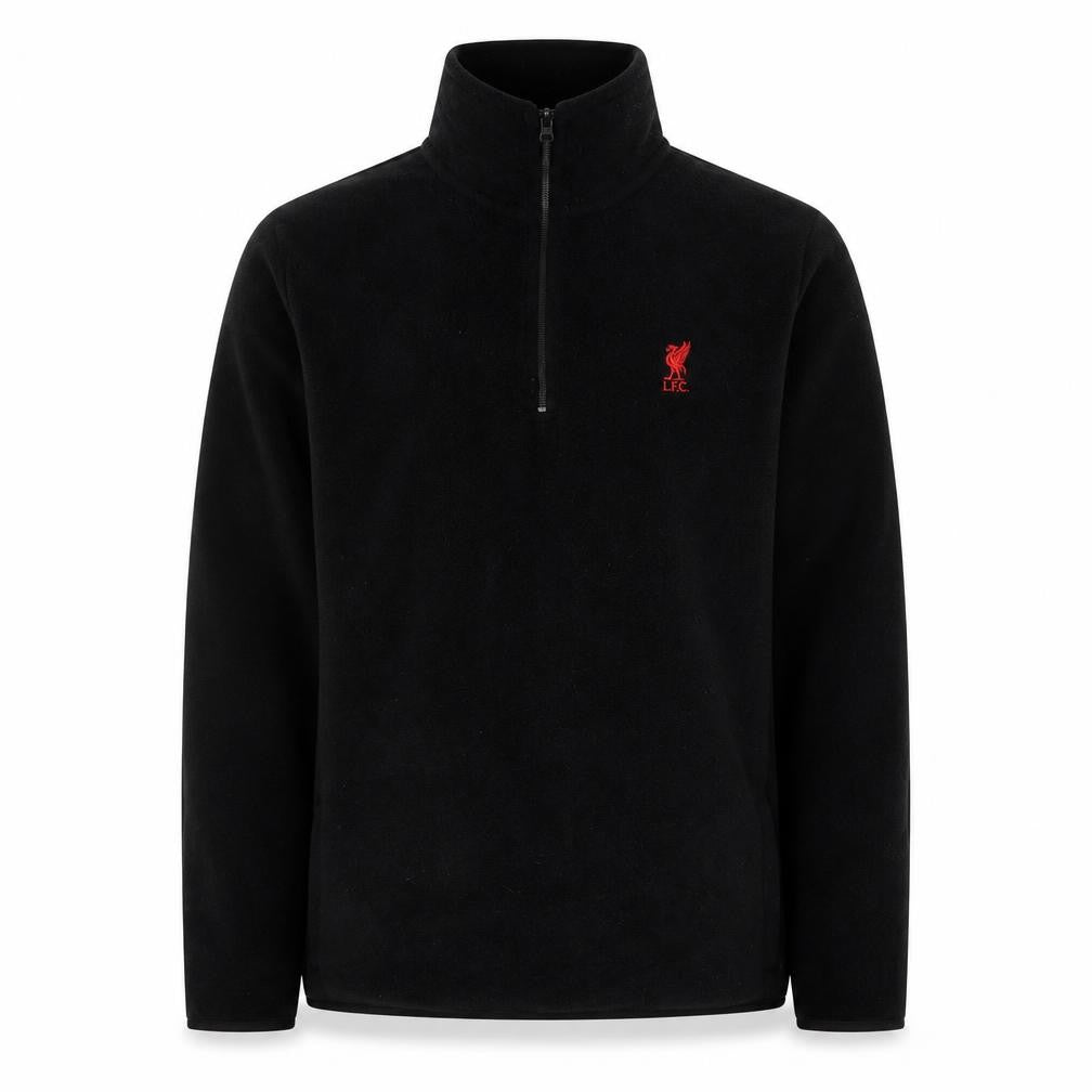 Front view of Liverpool FC Men’s XL Black 1/4 Zip Fleece Sweatshirt