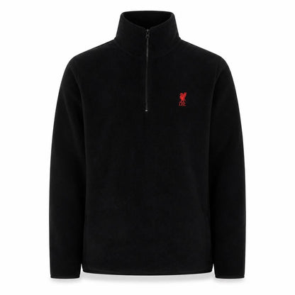 Front view of Liverpool FC Men’s XL Black 1/4 Zip Fleece Sweatshirt