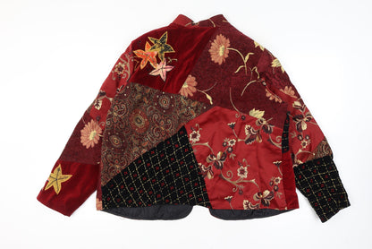 Indigo Moon XXL Women’s Red Floral Beaded Patchwork Kimono Jacket