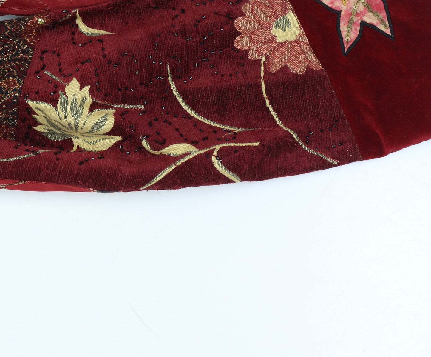 Indigo Moon XXL Women’s Red Floral Beaded Patchwork Kimono Jacket