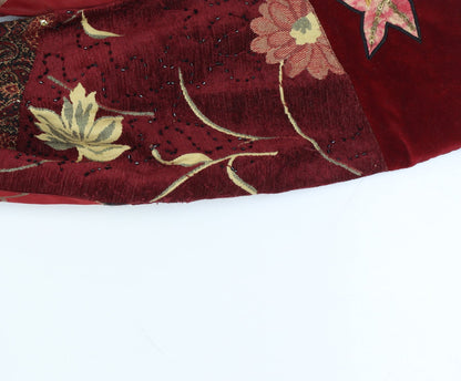 Indigo Moon XXL Women’s Red Floral Beaded Patchwork Kimono Jacket