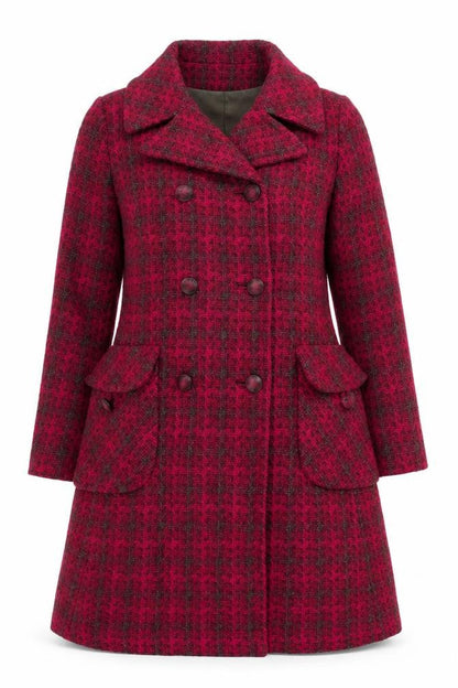 Allaird's Women's Red Size 14 Geometric Knit Pea Coat Long Double-Breasted