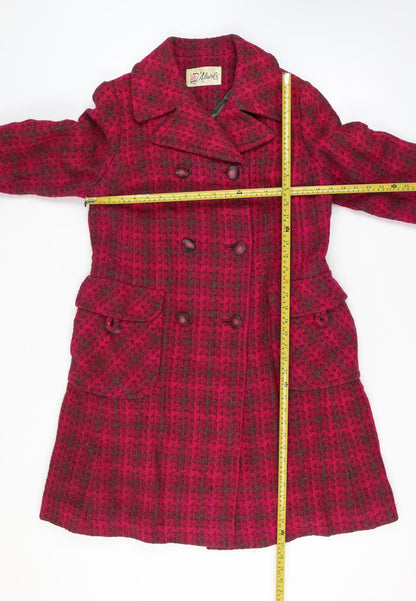 Allaird's Women's Red Size 14 Geometric Knit Pea Coat Long Double-Breasted