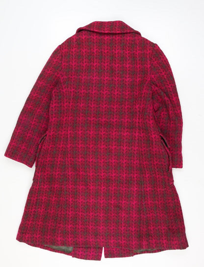 Allaird's Women's Red Size 14 Geometric Knit Pea Coat Long Double-Breasted