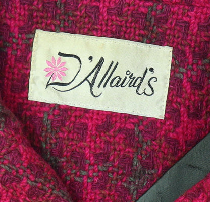 Allaird's Women's Red Size 14 Geometric Knit Pea Coat Long Double-Breasted
