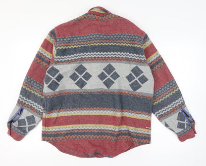 Benetton Blue Family Men’s M Multicolour Wool Blend Argyle Overshirt
