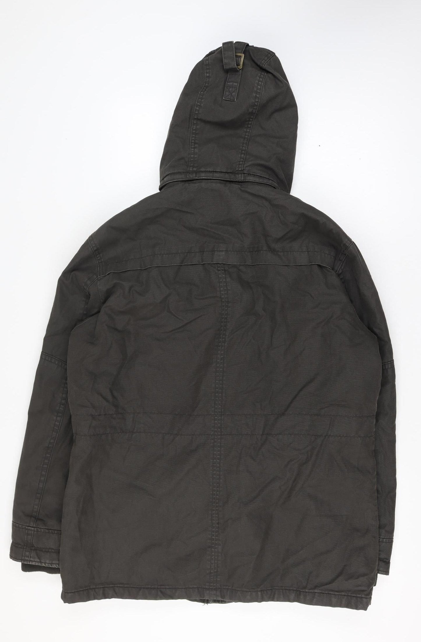 Angelo Litrico Men’s Size L Black Military Hooded Canvas Full Zip Jacket