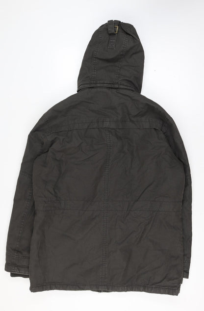 Angelo Litrico Men’s Size L Black Military Hooded Canvas Full Zip Jacket