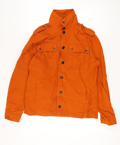 MA.STRUM Men’s Orange L Military Field Jacket Stand Collar Cotton
