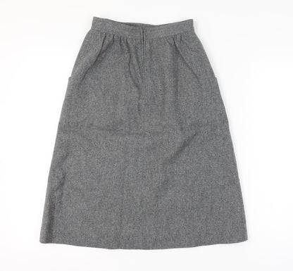Paniner Women Waist 24 Grey Size Unlabelled Wool A-Line Midi Skirt