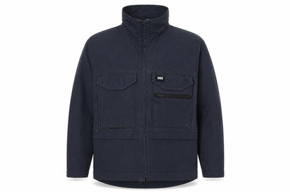 Front view of Helly Hansen Men's XL Blue Military Jacket Size Unlabelled Full Zip