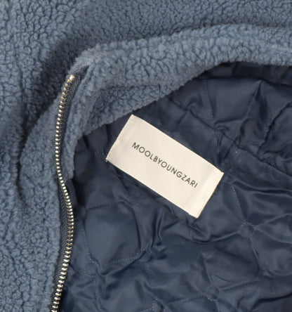 Moolbyoungzari Unisex Size L Blue Hooded Teddy Quilted Puffer Jacket