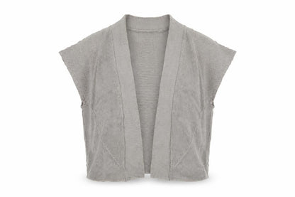 Marks & Spencer Women Grey UK 12 Linen Kimono Knit Open Blouse