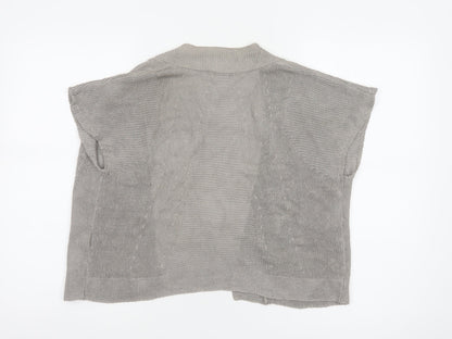 Marks & Spencer Women Grey UK 12 Linen Kimono Knit Open Blouse