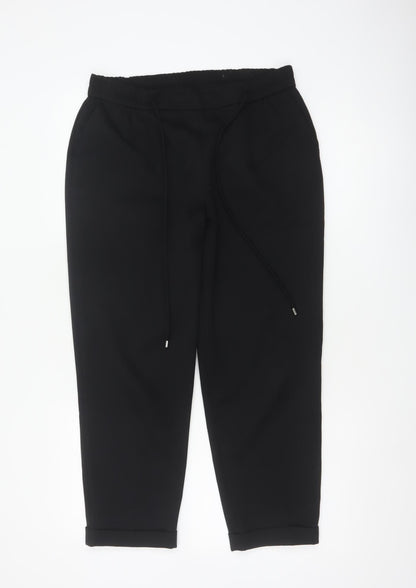 Dorothy Perkins Women Black Petite UK 12 Tapered Drawstring Joggers