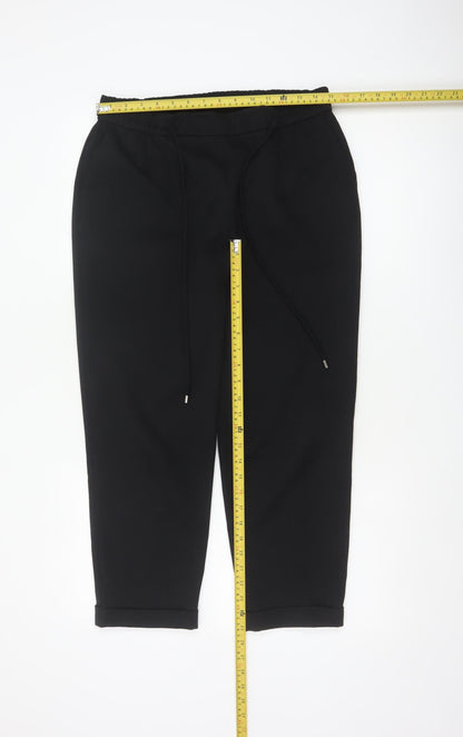 Dorothy Perkins Women Black Petite UK 12 Tapered Drawstring Joggers