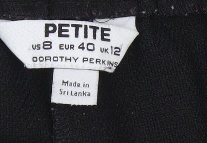 Dorothy Perkins Women Black Petite UK 12 Tapered Drawstring Joggers