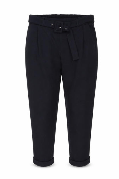 Marks & Spencer Women Navy UK 16 Short Belted Tapered Pleated Trousers