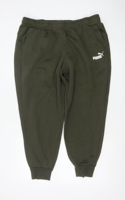 Puma Women Green XXL Jogger Sweatpants Elastic Waist Logo Pockets