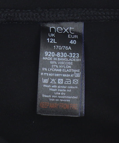 Next Women Black UK 12 Tall High Rise Tapered Stretch Trousers