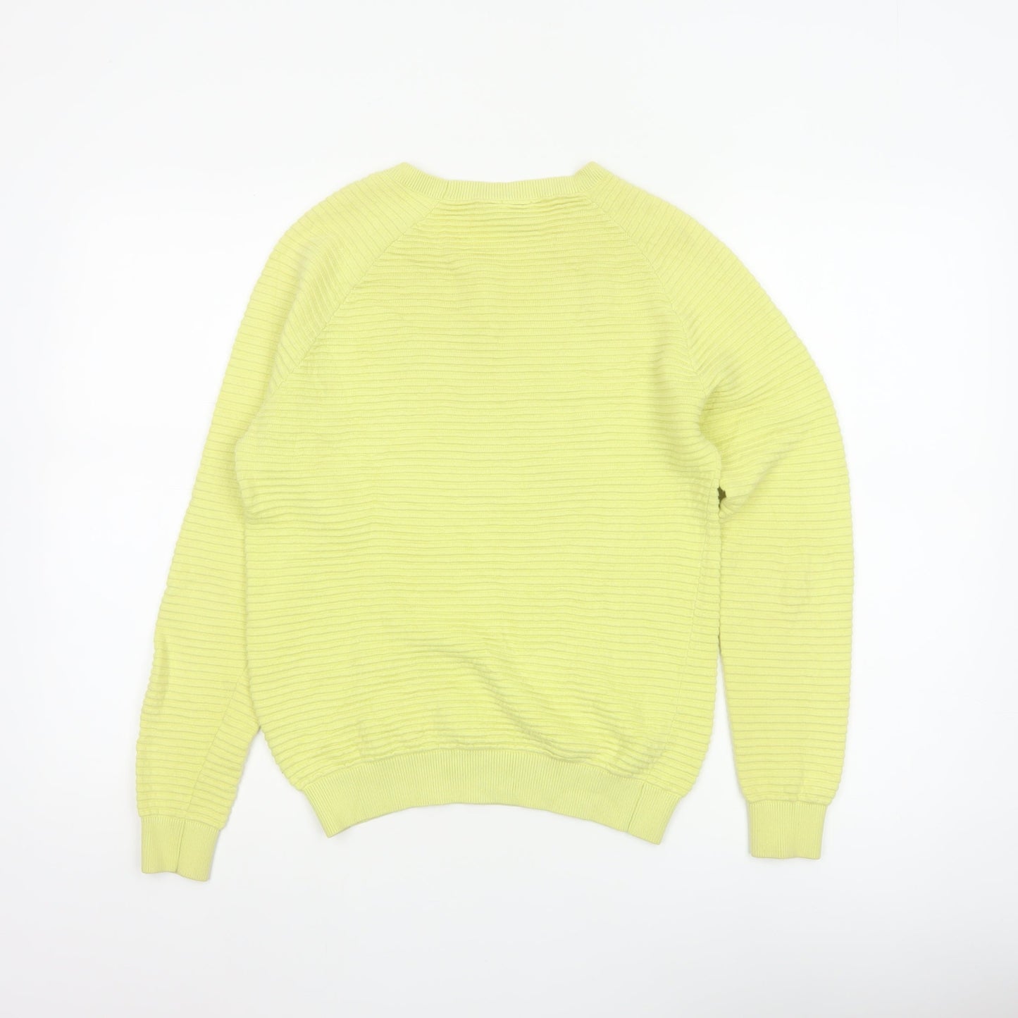 ASOS Women Yellow UK 8 Ribbed Cotton Crew Neck Long Sleeve Pullover Jumper