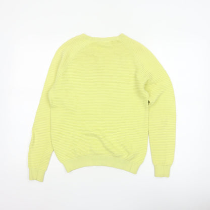 ASOS Women Yellow UK 8 Ribbed Cotton Crew Neck Long Sleeve Pullover Jumper