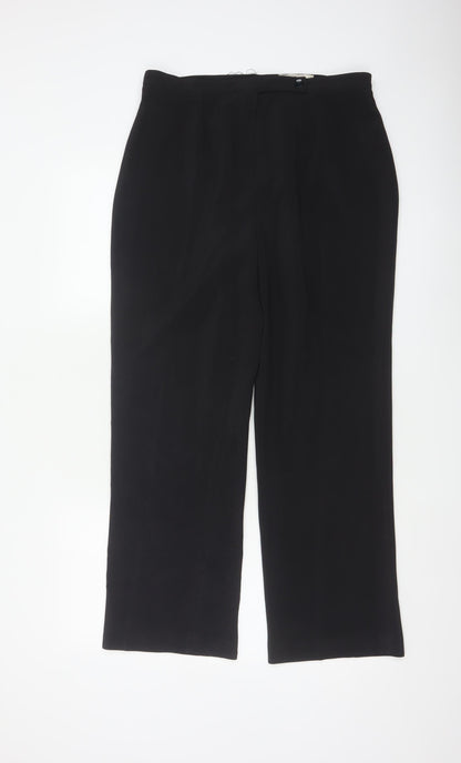St Bernard Women Black Size 16 High Rise Straight Leg Dress Trousers
