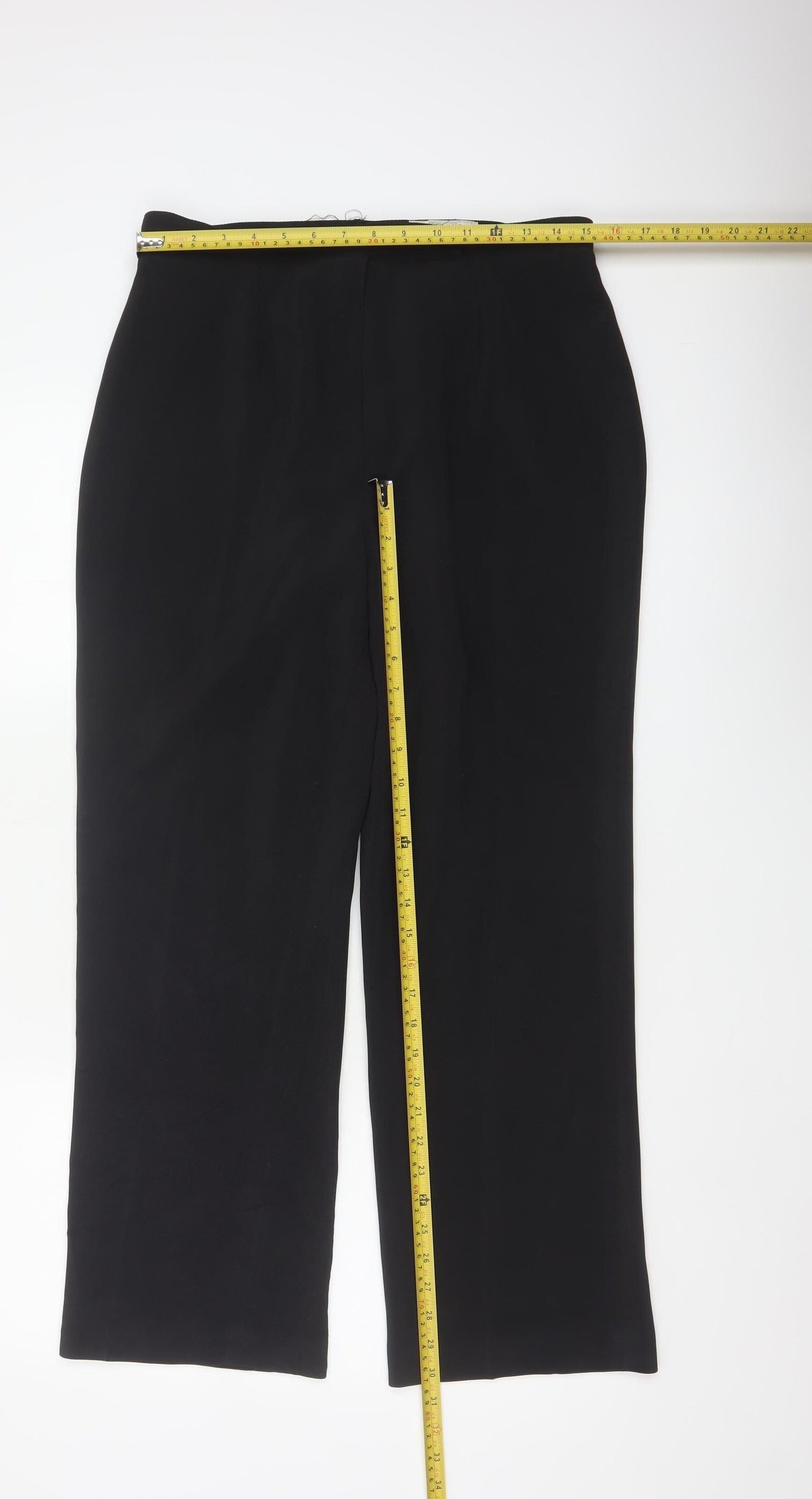 St Bernard Women Black Size 16 High Rise Straight Leg Dress Trousers