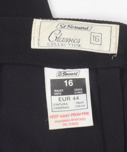 St Bernard Women Black Size 16 High Rise Straight Leg Dress Trousers