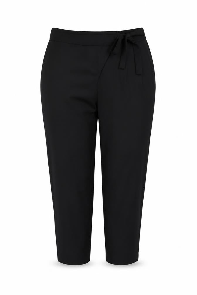 Zara Basic Women Black S High Rise Tapered Tie Belt Trousers