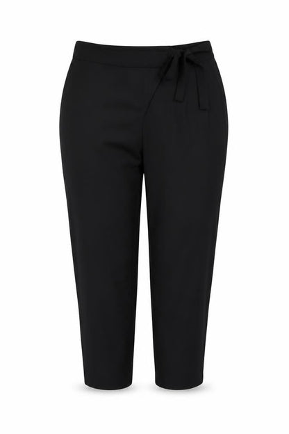 Zara Basic Women Black S High Rise Tapered Tie Belt Trousers
