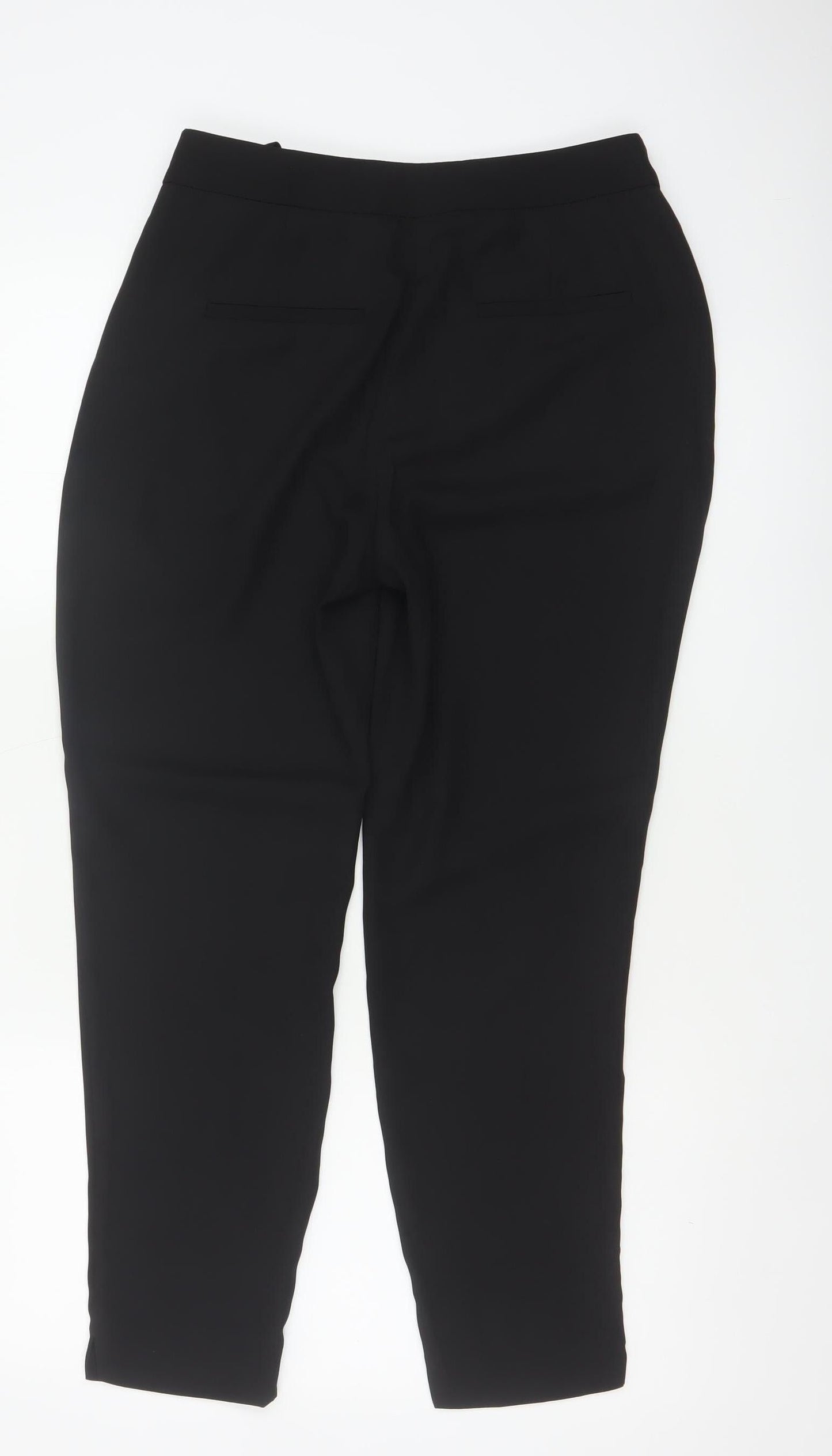 Zara Basic Women Black S High Rise Tapered Tie Belt Trousers