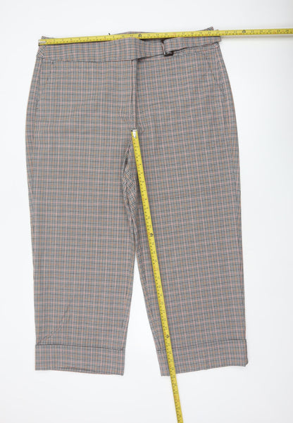 Marks and Spencer Women Multicoloured UK 22 Check Belted Ankle Trousers