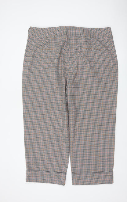 Marks and Spencer Women Multicoloured UK 22 Check Belted Ankle Trousers