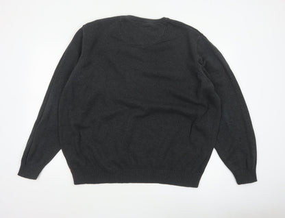 Maine New England Men Black 2XL V-Neck Cotton Knit Pullover Jumper