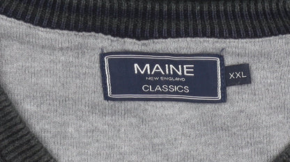 Maine New England Men Black 2XL V-Neck Cotton Knit Pullover Jumper