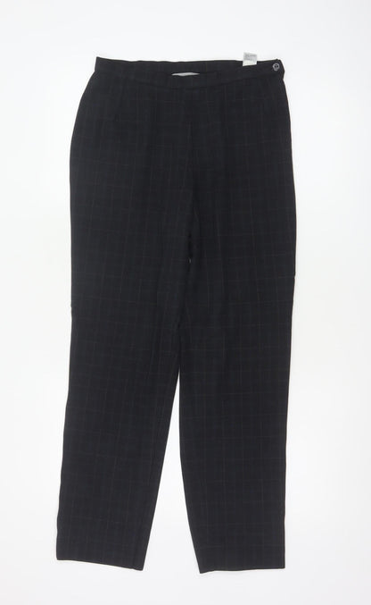 Marks & Spencer Women Black Check Tapered Dress Trousers UK 12