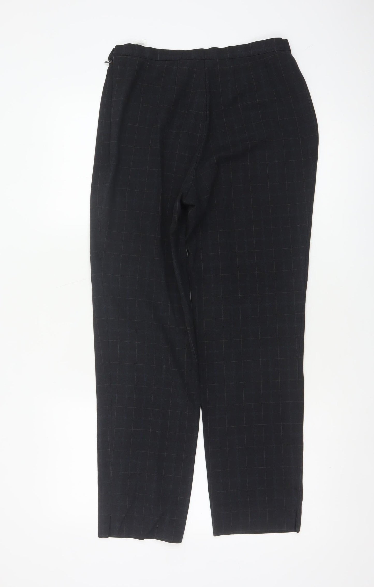 Marks & Spencer Women Black Check Tapered Dress Trousers UK 12