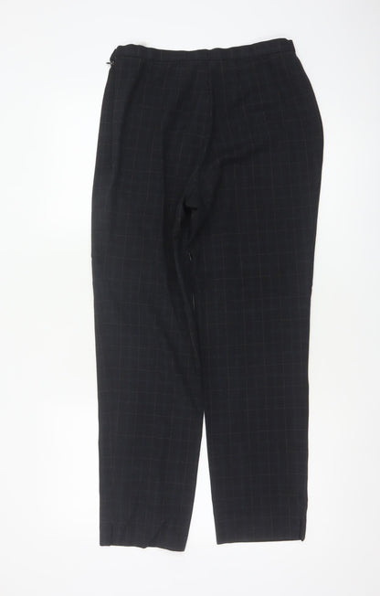 Marks & Spencer Women Black Check Tapered Dress Trousers UK 12