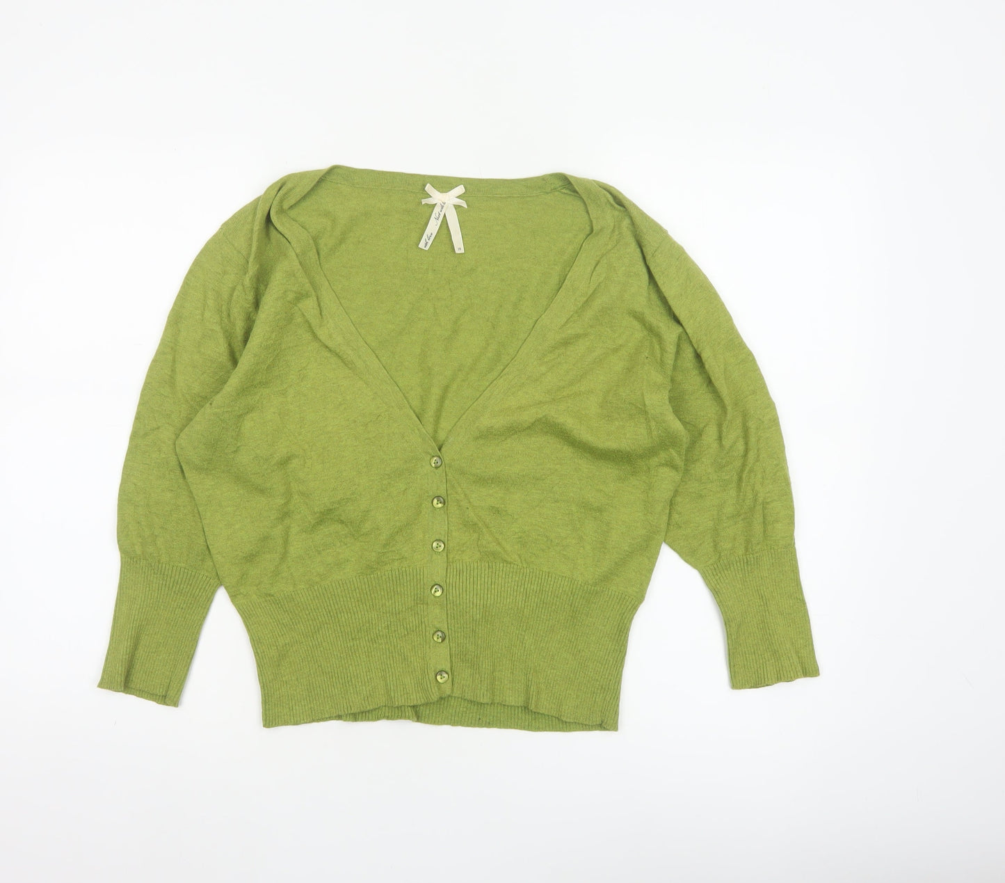 Next Women Green Wool Blend V-Neck Button Cardigan UK 18