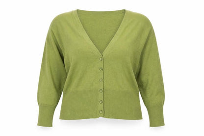 Next Women Green Wool Blend V-Neck Button Cardigan UK 18