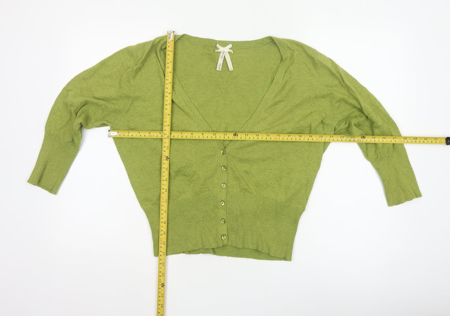 Next Women Green Wool Blend V-Neck Button Cardigan UK 18