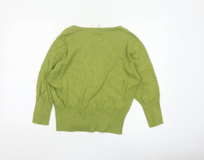 Next Women Green Wool Blend V-Neck Button Cardigan UK 18