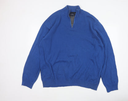 Blue Harbour Men’s Blue 2XL 1/4 Zip Cotton Knit Jumper
