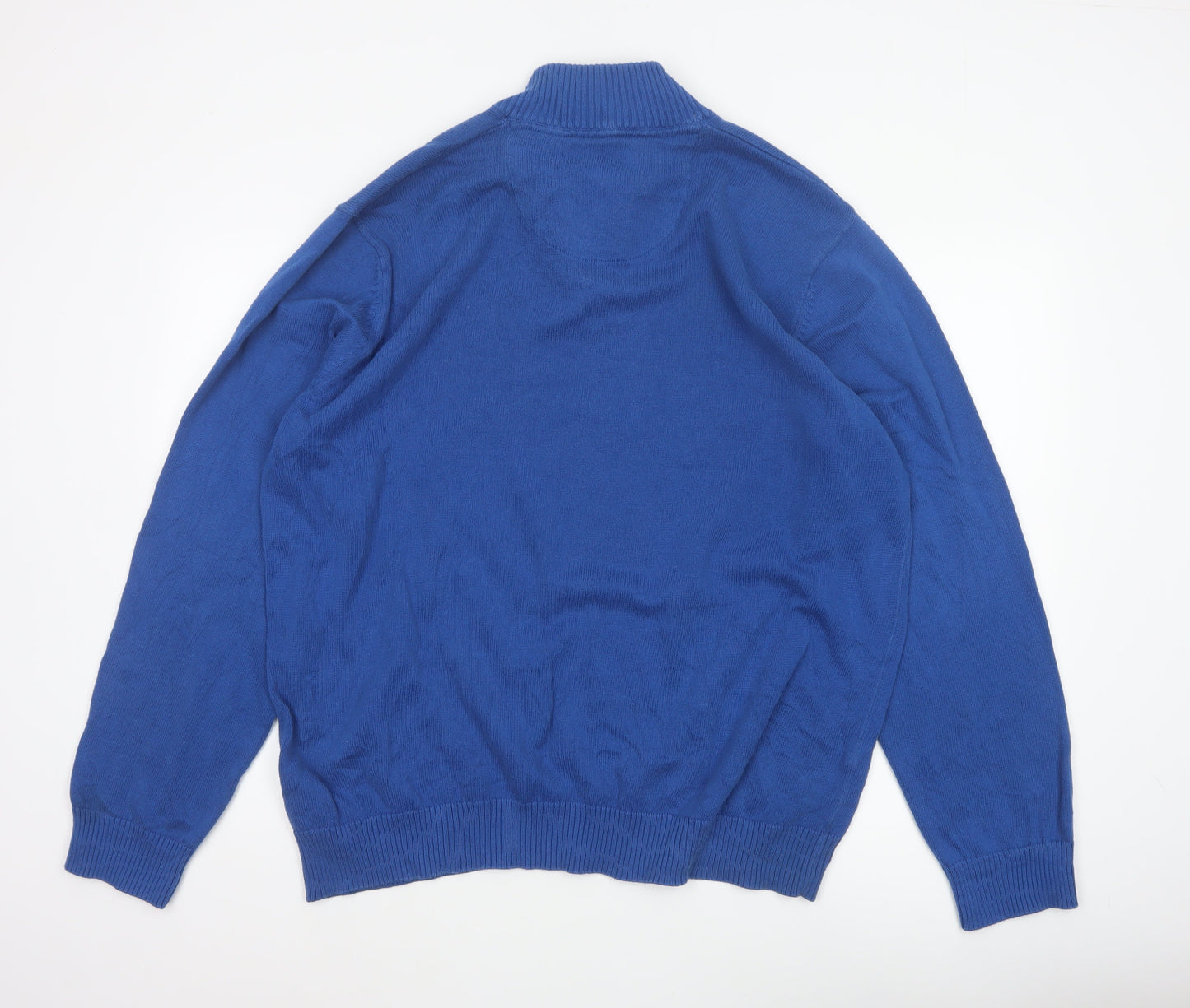 Blue Harbour Men’s Blue 2XL 1/4 Zip Cotton Knit Jumper