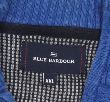 Blue Harbour Men’s Blue 2XL 1/4 Zip Cotton Knit Jumper